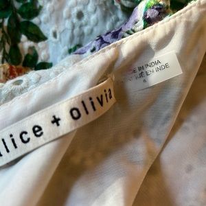 ALICE + OLIVIA Kristie Floral Mini Dress White Multi Size 6
